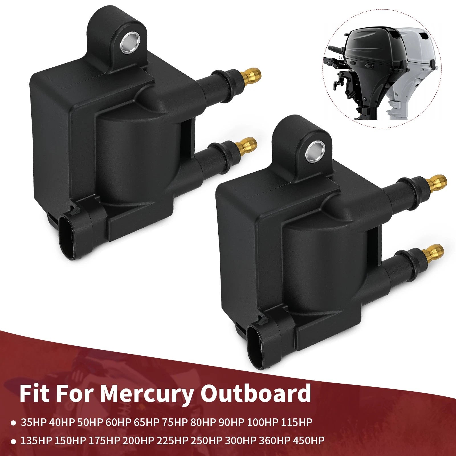 2 Ignition Coils for Mercury Outboard 225HP 250HP 300HP 360HP (N/A) 8M0029482 8M0044991