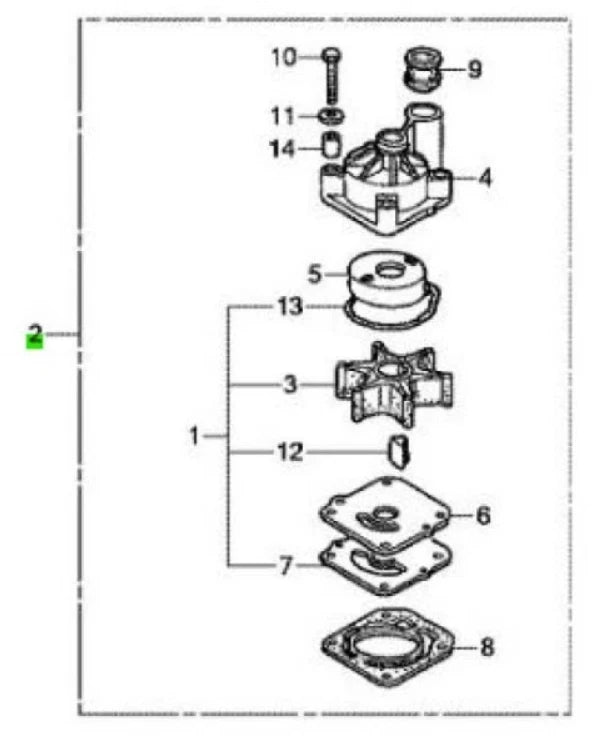 Water Pump Kit for Honda Marine Outboard BF75A BF90A (06193ZW1B03, 06192-ZW1-000)