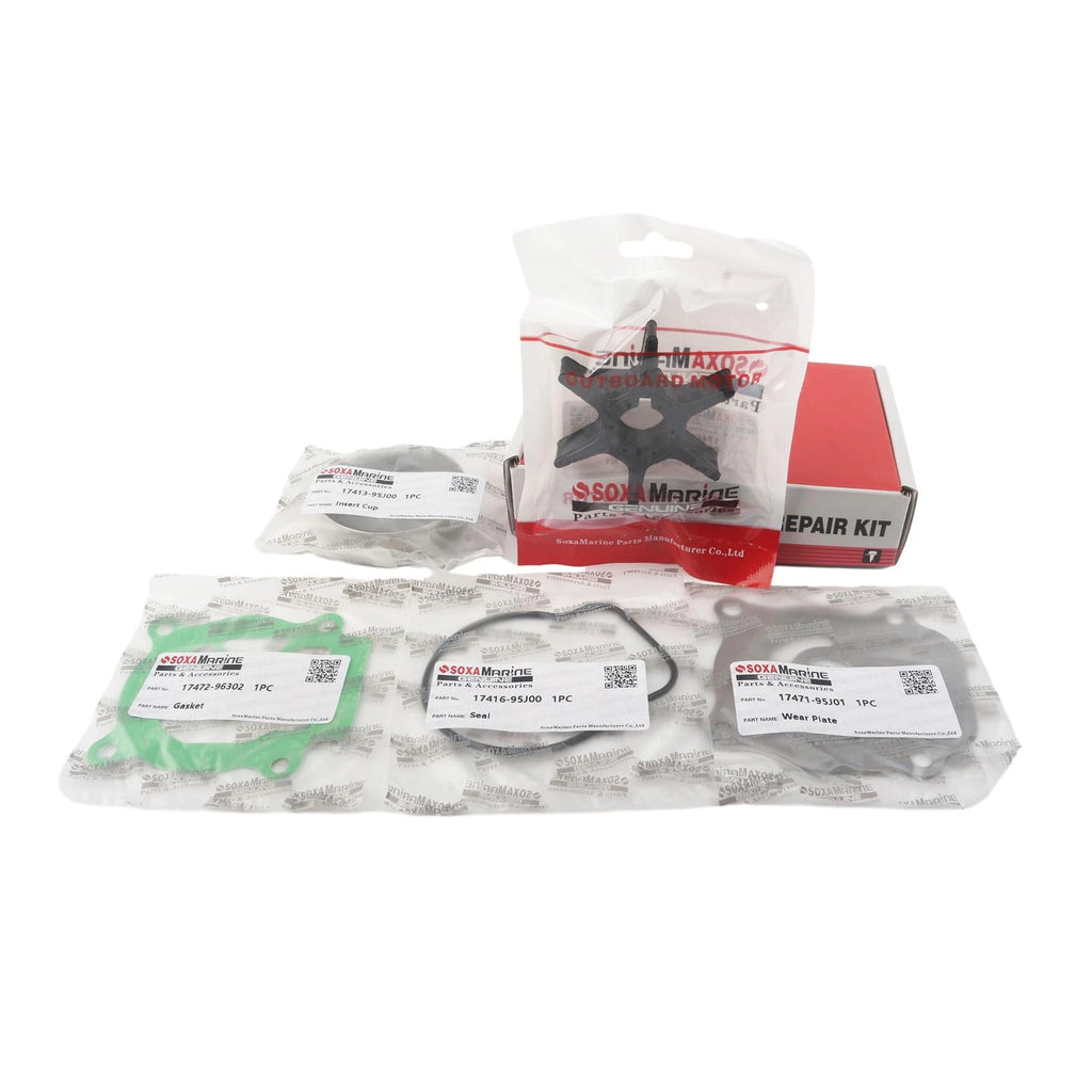 Water Pump Impeller Repair Kit for Suzuki Marine 25HP DF25 (1998–2023) 17400-95J00