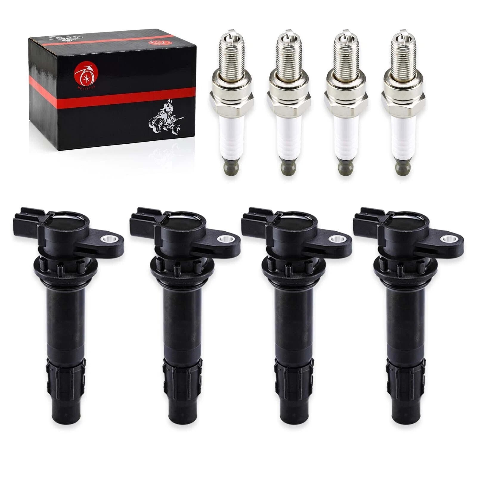 Set of 4 Ignition Coils & Spark Plugs for Yamaha Wave Runner VX Cruiser (2006–2019)