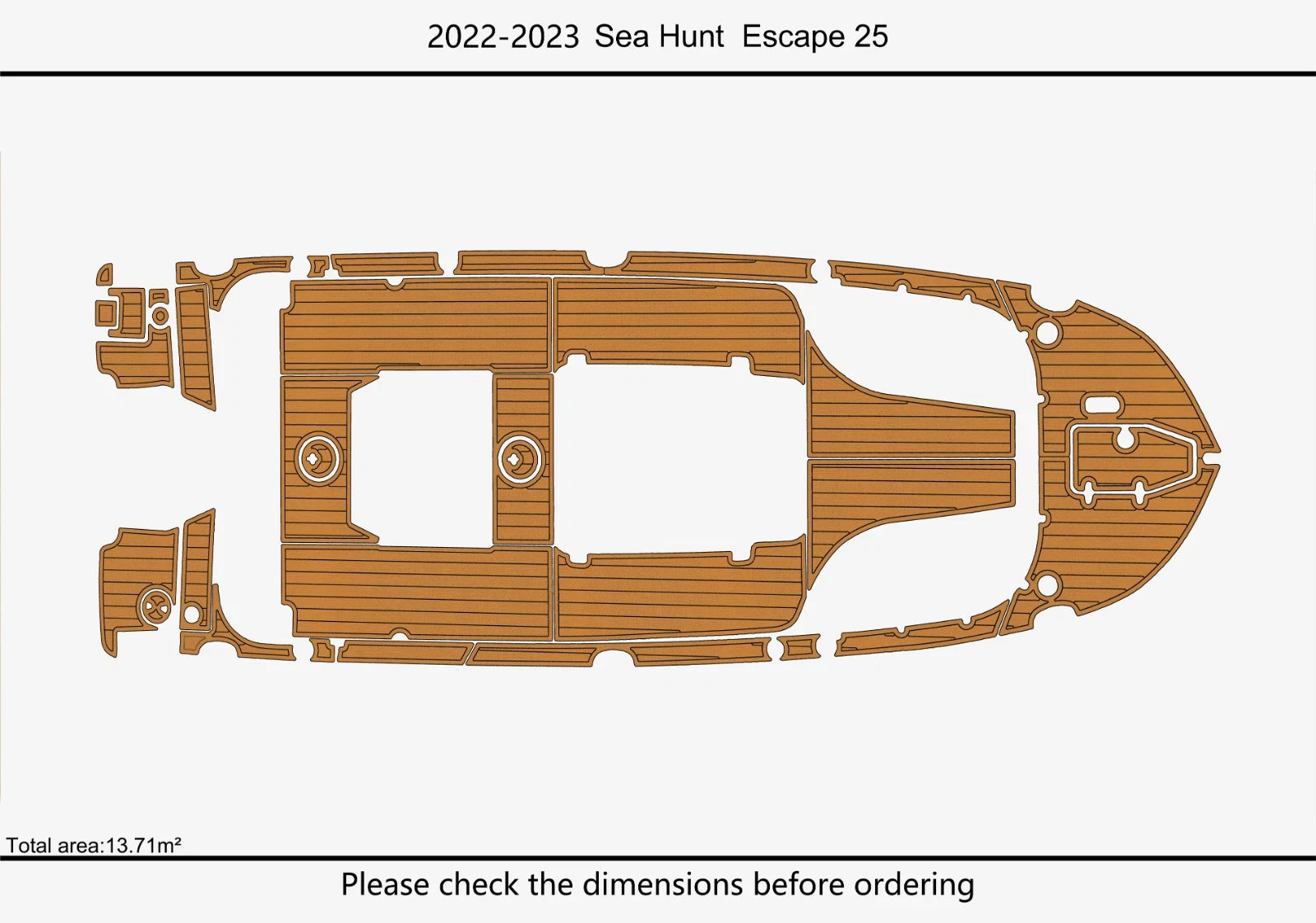 EVA Foam Teak Deck Flooring Pads for Sea Hunt 25 Escape (2022)