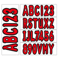 Set of 4 Red Custom Boat Registration Numbers Decal Stickers A-Z 0-9