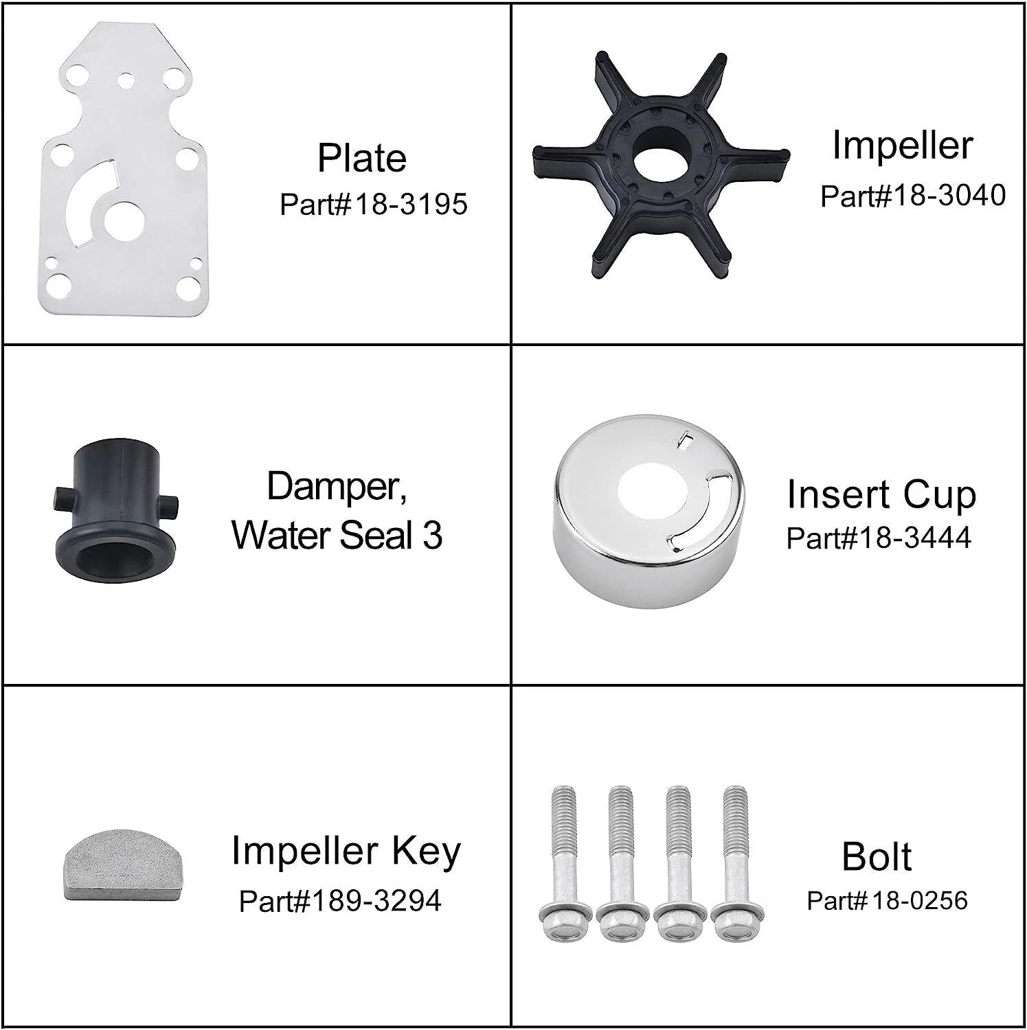 Water Pump Repair Kit for Yamaha 9.9F/15F/F9.9C/FT9.9D/F15A (63V-W0078-04)