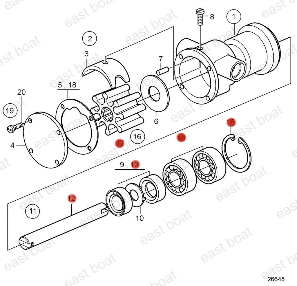 Shaft Kit 21951422 for Volvo Penta 858065, 833415, 840076, 807368