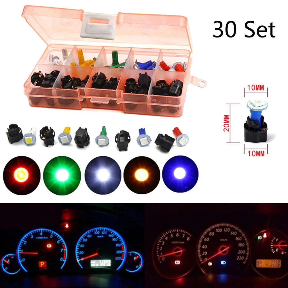 Set of 30 T5 Instrument Panel Light Bulb Sockets for Car Dash LED