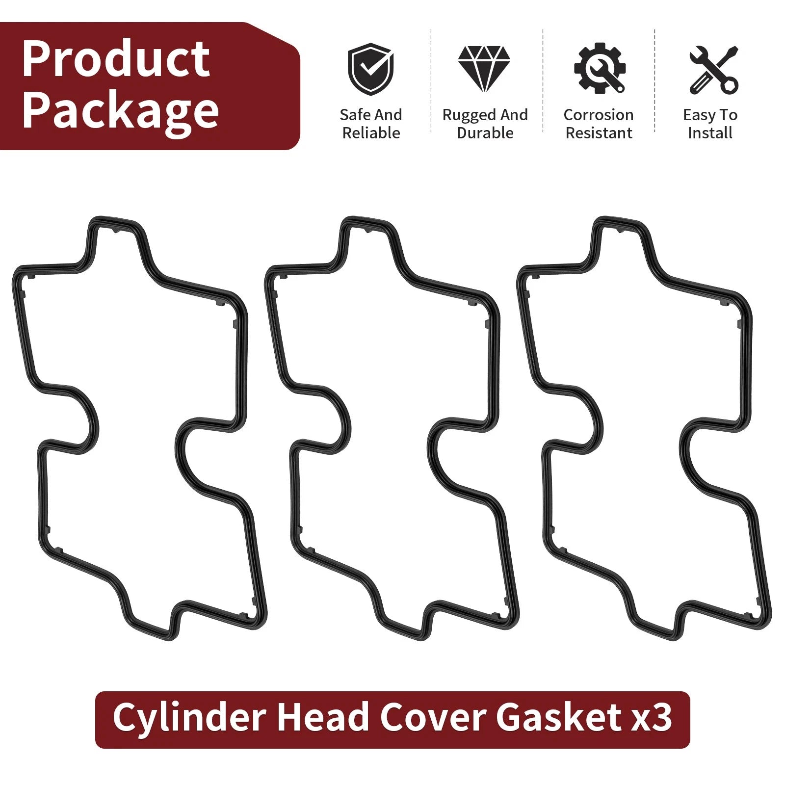 Set of 3 Valve Cover Gaskets for Honda Magna Sabre Interceptor VF 700 750 (1982–1986)