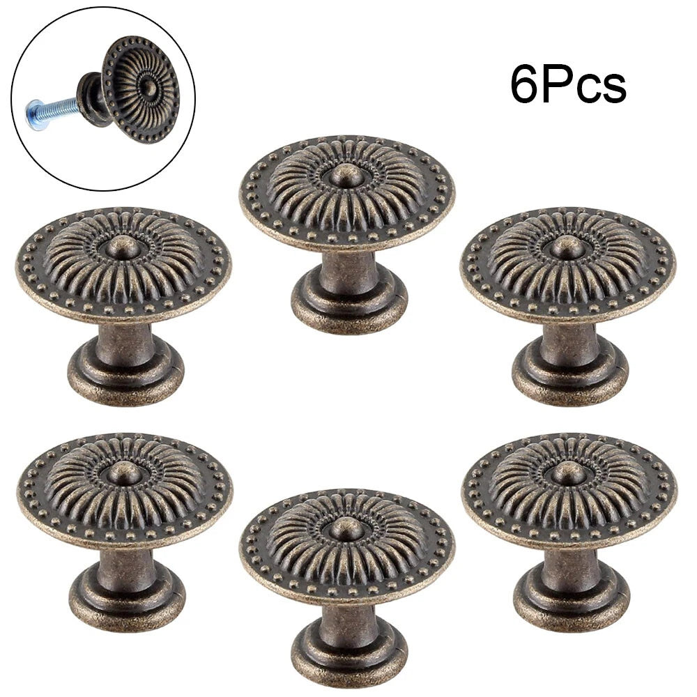 6X Vintage Door Pull Handle Knob for Cupboard Cabinet (30mm, Zinc Alloy)
