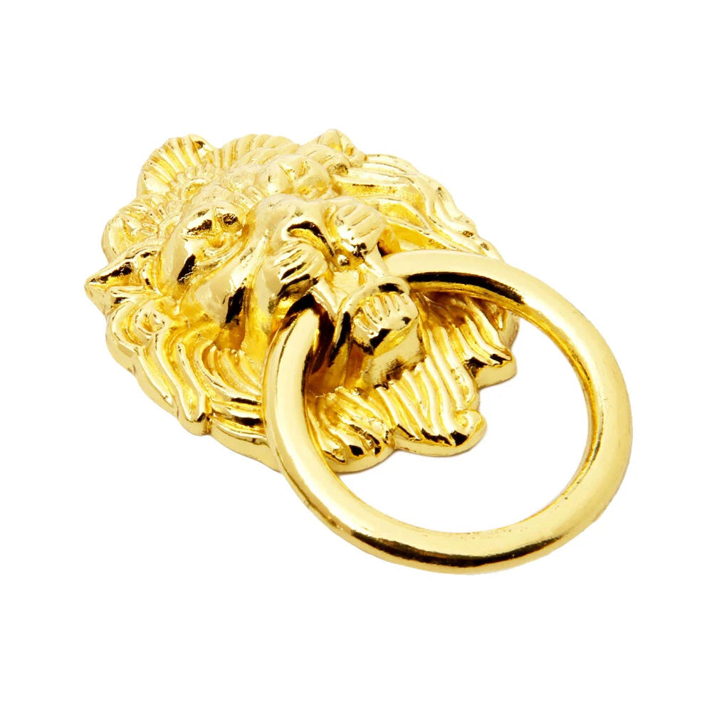 5X Golden Lion Head Pull Handle Ring Knob for Furniture Hardware