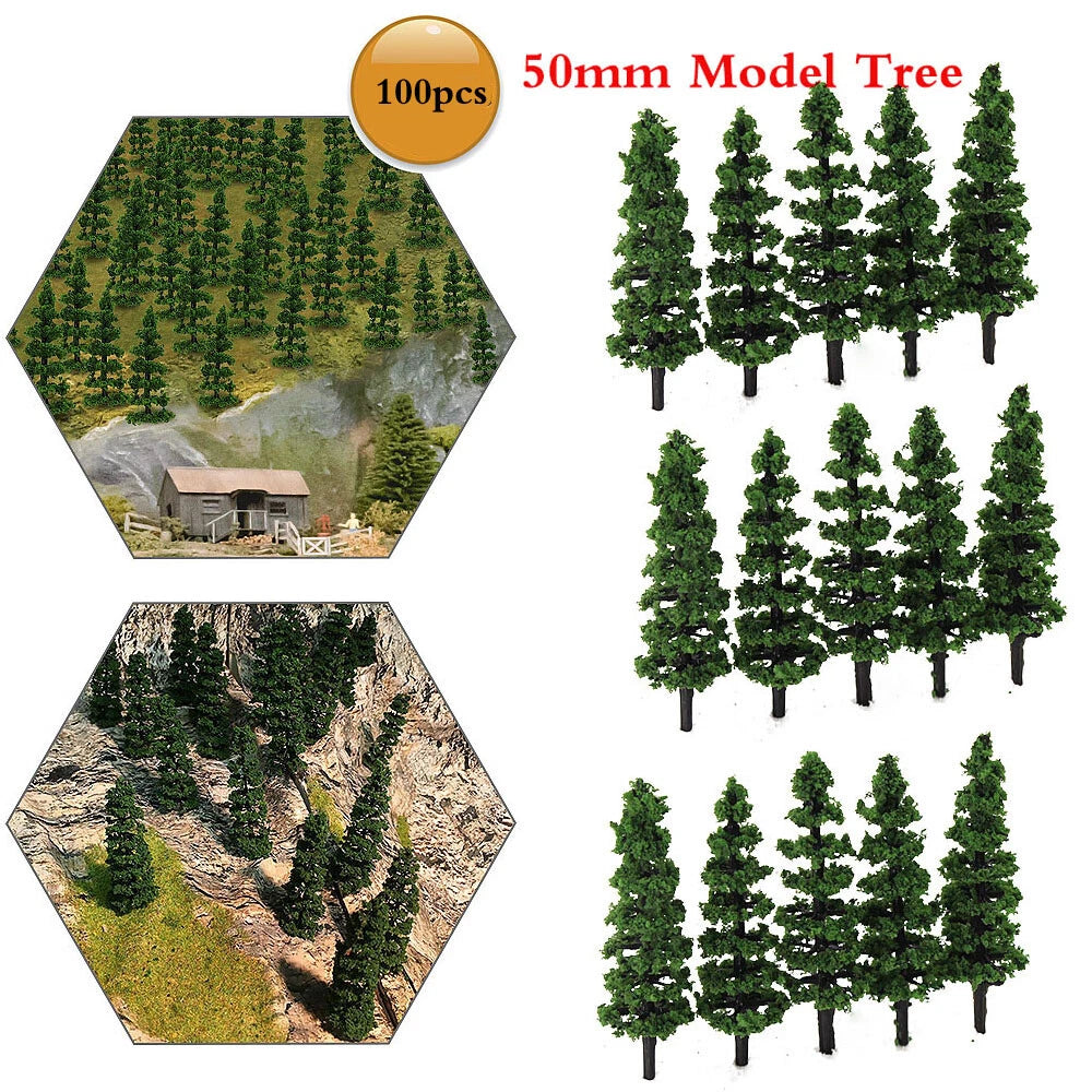 Set of 100 Mini Model Trees for Diorama Train Railroad Landscape