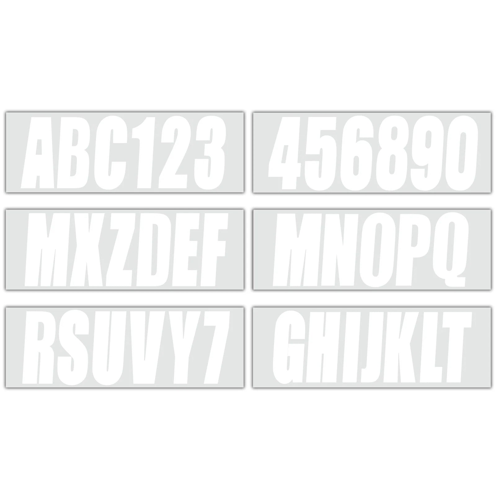 Set of 4 Boat Registration Decal Stickers A-Z & 0-9 White 3"