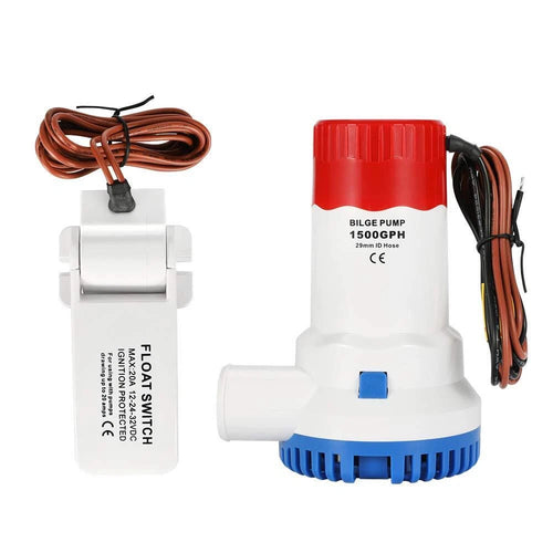 12V 1500GPH Boat Bilge Pump with Float Switch for Marine Use (ID 29mm)