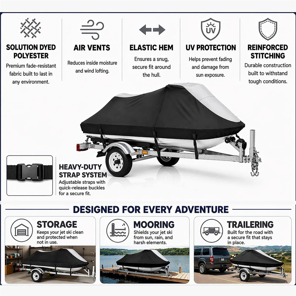 Jet Ski Cover for Sea Doo GTI (2006–2008) Black-Grey